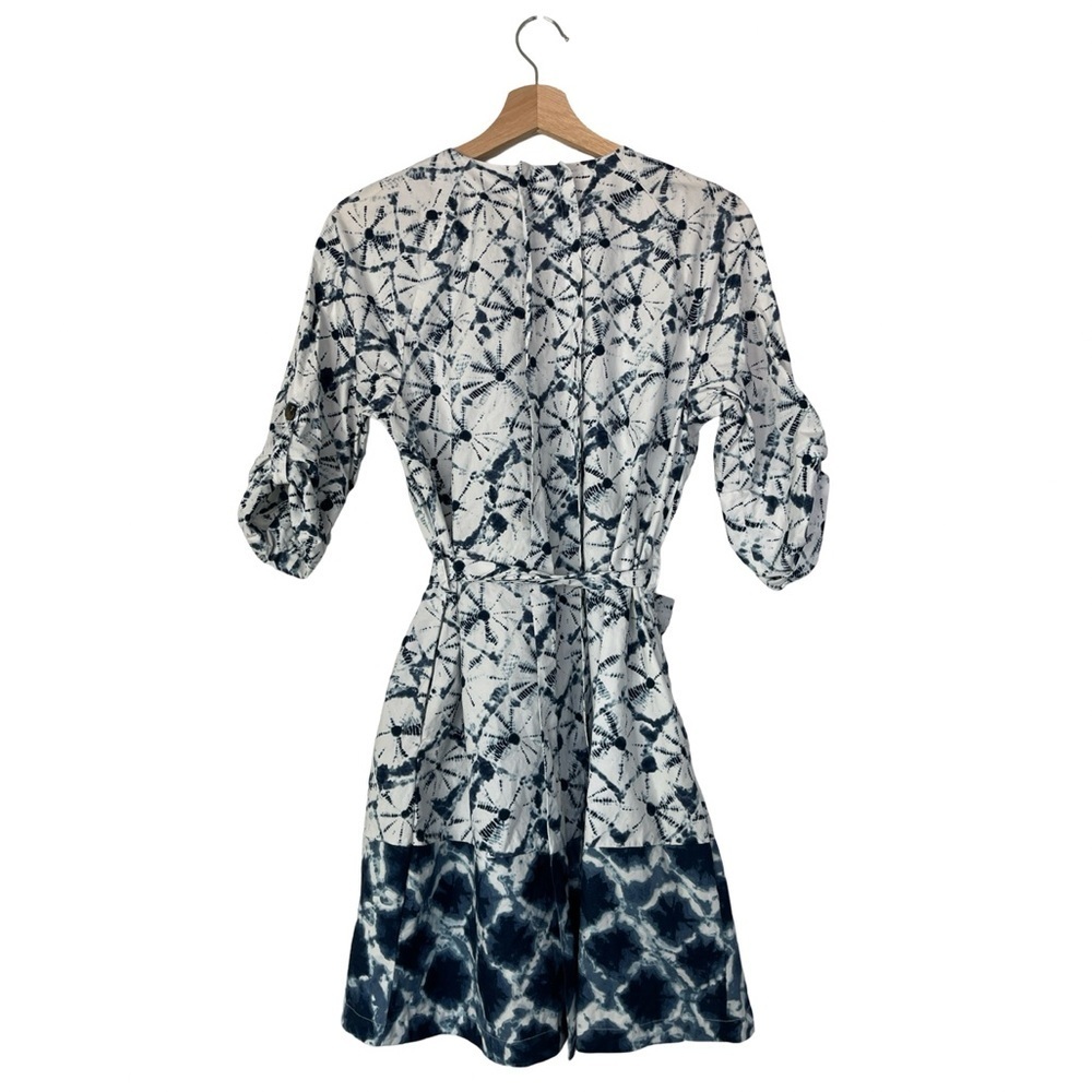 Thakoon x Target Shibori Print Elbow Sleeve Mini Blue White Shirtdress - XS - Picture 5 of 12